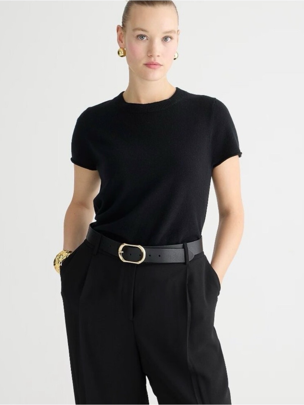 J. Crew Black Short-Sleeve Crewneck Knit Top